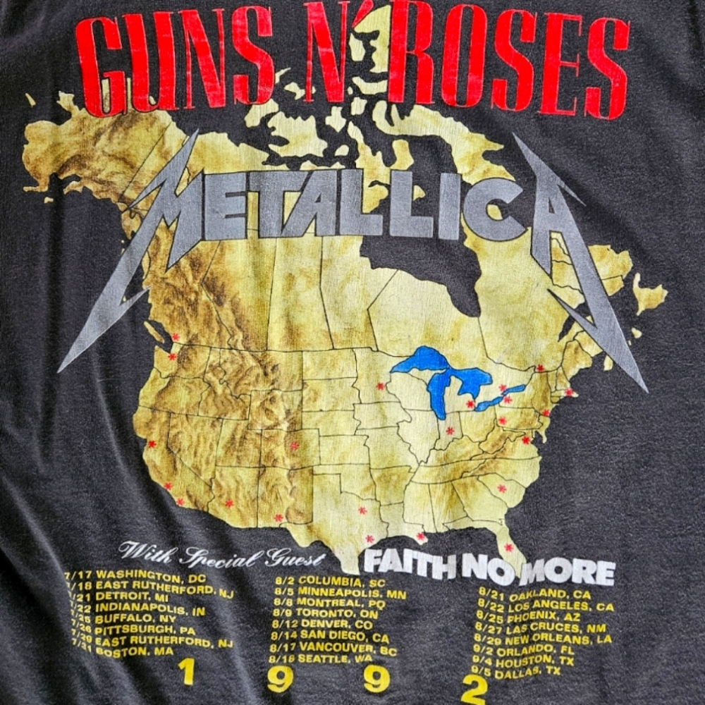 1992 Guns and Roses and Metallica concert Tshirt